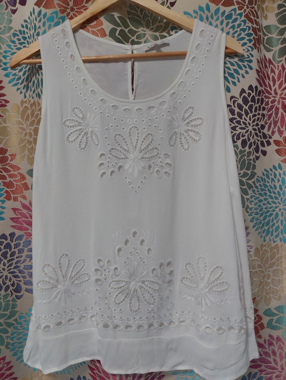 Skies Are Blue White Eyelet Embroidered Tank Top
